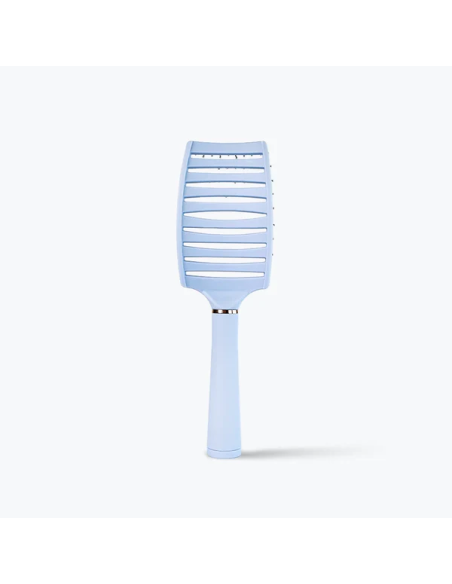 Brosse Démêlante Évidée avec Grattoir de Nettoyage (Bleue)