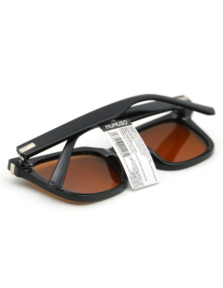 Lunettes de Soleil Carrées Simples Monture Noire & Verres Fauvess