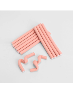 Bigoudis Flexibles Auto-Bouclants (12 Pièces/Rose)