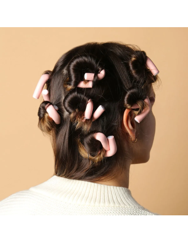 Bigoudis Flexibles Auto-Bouclants (12 Pièces/Rose)