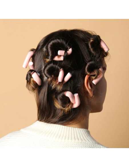 Bigoudis Flexibles Auto-Bouclants (12 Pièces/Rose)