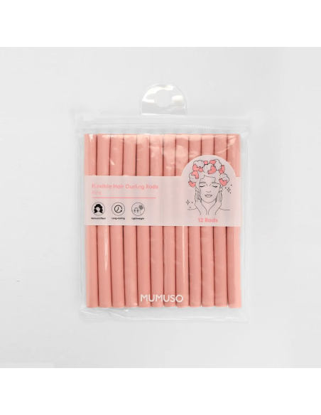 Bigoudis Flexibles Auto-Bouclants (12 Pièces/Rose)