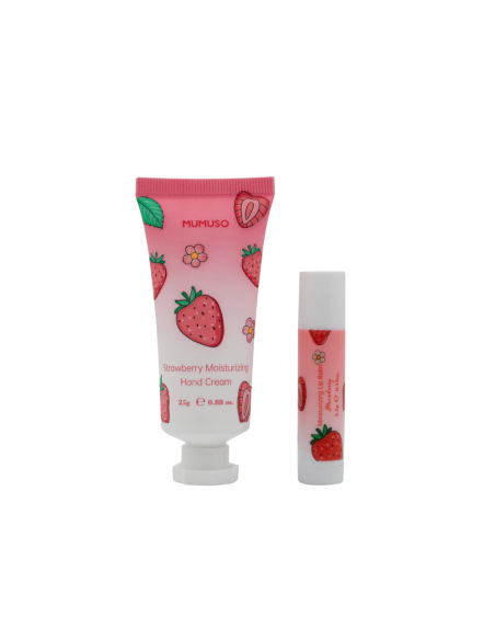 Coffret Crème Mains Nourrissante à la Fraise & Baume à Lèvres