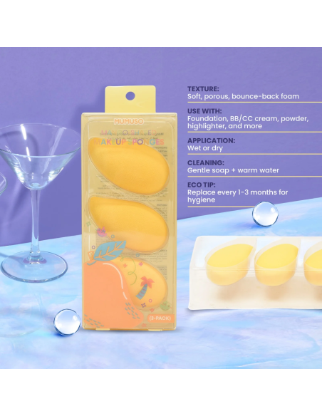 Éponges de Maquillage en Forme de Mangue (Lot de 3)