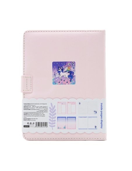 Carnet Licorne 12,4x16,8 cm Fermoir Magnétique