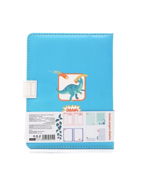 Carnet Dinosaure 12,4x16,8 cm Fermoir Magnétique