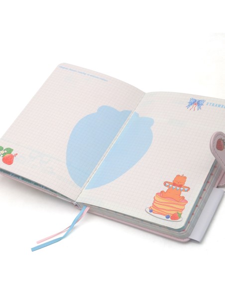 Carnet Fraise 12,4x16,8 cm Fermoir Magnétique