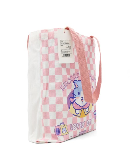 Tote Bag Sac en Coton Rose "Chat Mignon"