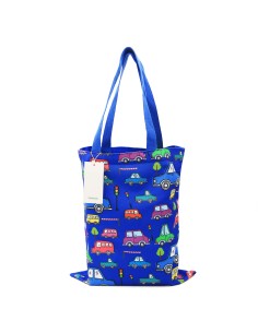 Tote Bag Sac en Coton Bleu "Voitures"
