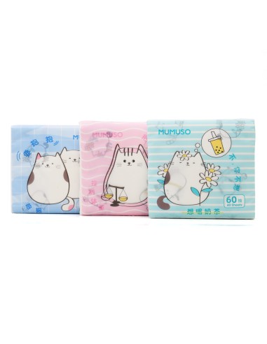 Mouchoirs Imprimés Fashion MUMUSO - Chat Mignon (60 Feuilles)