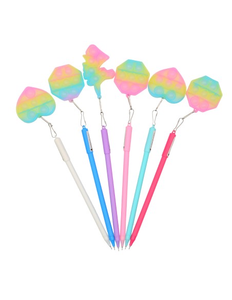 Stylo Gel Avec Pendentif Anti-Stress En Silicone