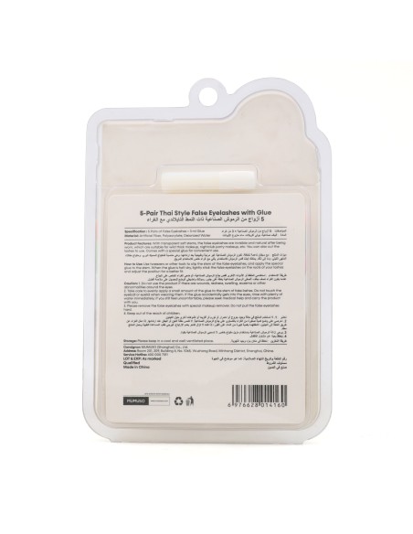 Lot de 5 Paires de Faux Cils Style Thaï avec Colle