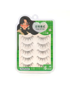 Lot de 5 Paires de Faux Cils Style Thaï avec Colle