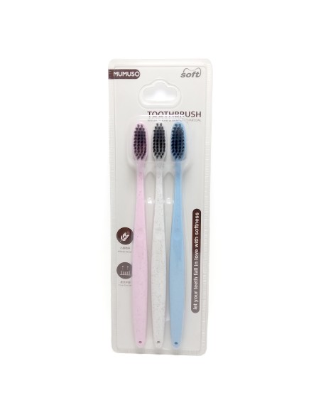 Brosses à Dents Ecologique en Paille de Blé et Charbon de Bambou (Lot de 3)