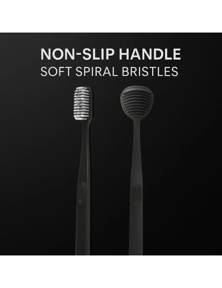Brosse à Dents et Gratte-Langue (Noir）