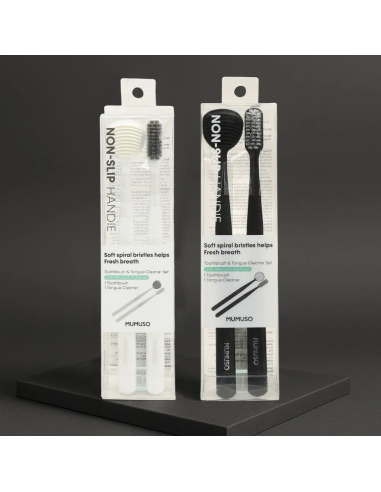 Brosse à Dents et Gratte-Langue (Blanc）
