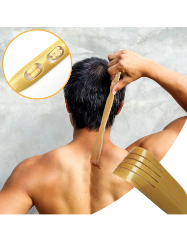 Masseur Long Manche à 2 Rouleaux avec Grattoir