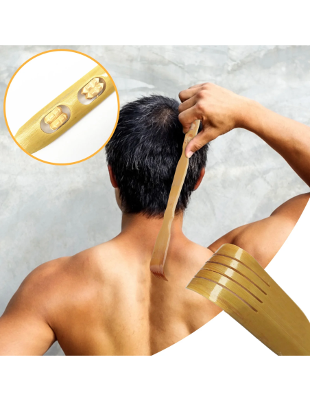 Masseur Long Manche à 2 Rouleaux avec Grattoir