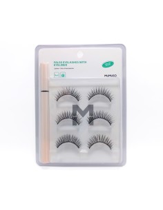 Kit Faux Cils avec Eyeliner Colle - 3 Paires