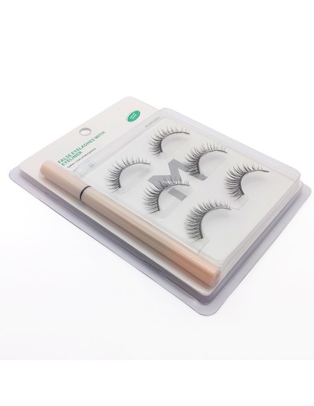 Kit Faux Cils avec Eyeliner Colle - 3 Paires