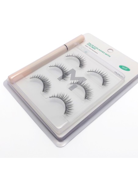 Kit Faux Cils avec Eyeliner Colle - 3 Paires