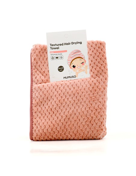 Serviette de Séchage Texturée en Velours Côtelé pour Cheveux (Rose)
