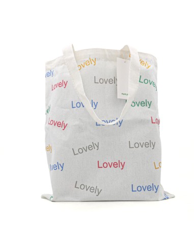 Tote bag Sac Shopping en Toile "Lovely" - Blanc
