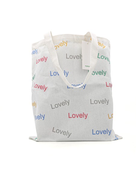 Tote bag Sac Shopping en Toile "Lovely" - Blanc