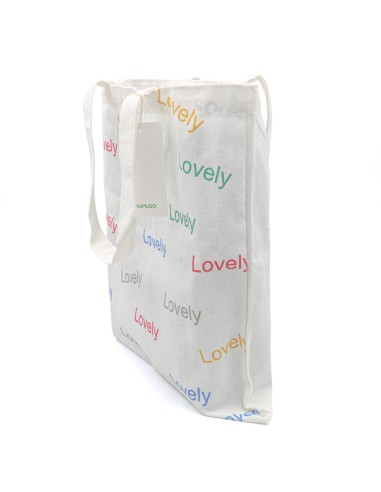 Tote bag Sac Shopping en Toile "Lovely" - Blanc