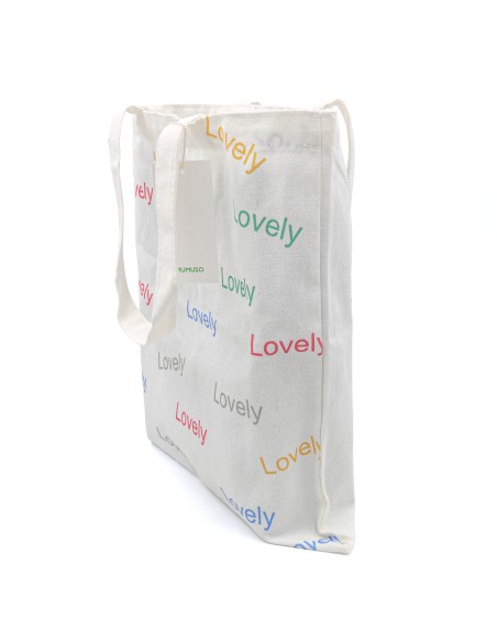 Tote bag Sac Shopping en Toile "Lovely" - Blanc