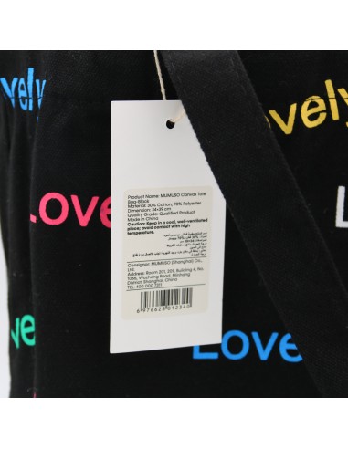 Tote bag Sac Shopping en Toile "Lovely" - Noir