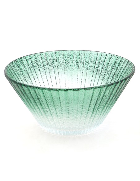 Saladier en Verre Texturé Transparent (Dégradé Vert)