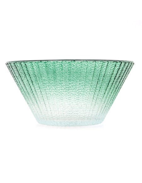 Saladier en Verre Texturé Transparent (Dégradé Vert)