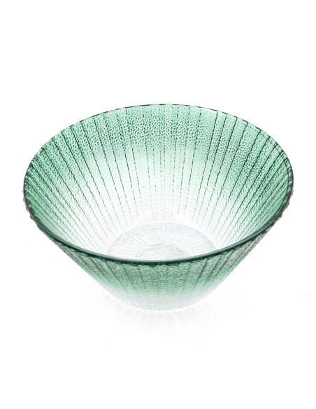 Saladier en Verre Texturé Transparent (Dégradé Vert)