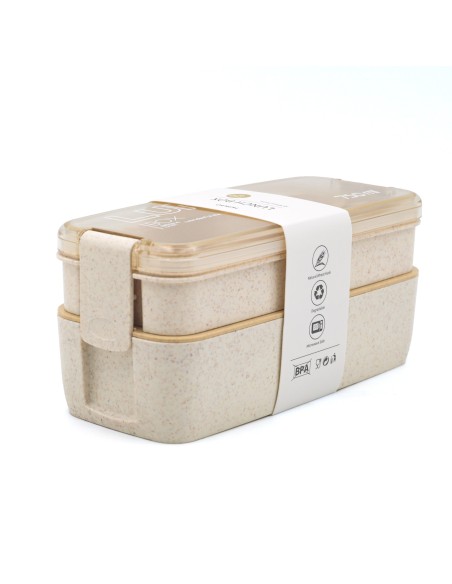 Lunch Box Paille de Blé au Couvercle Transparent - 750 ML - Abricot