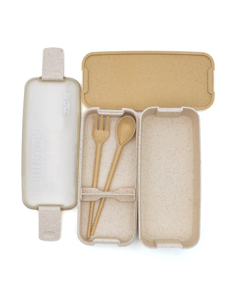 Lunch Box Paille de Blé au Couvercle Transparent - 750 ML - Abricot