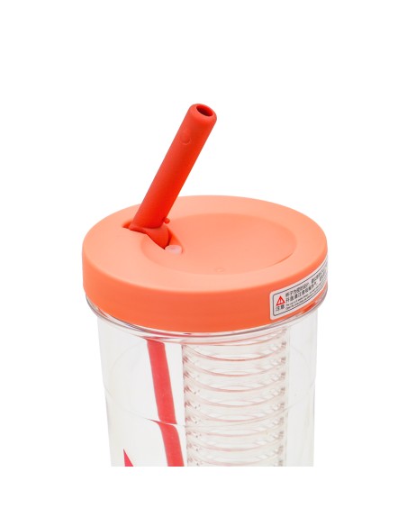 Bouteille d'eau avec Paille Pliable et Infuseur (Rose/700 ML)