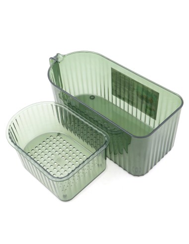 Corbeille à Fruits 2 Étages - Vert Transparent