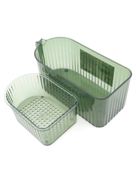 Corbeille à Fruits 2 Étages - Vert Transparent