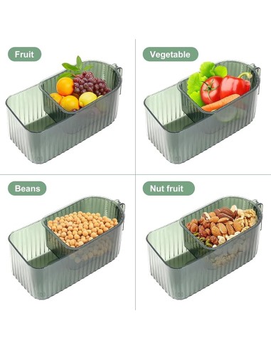 Corbeille à Fruits 2 Étages - Vert Transparent