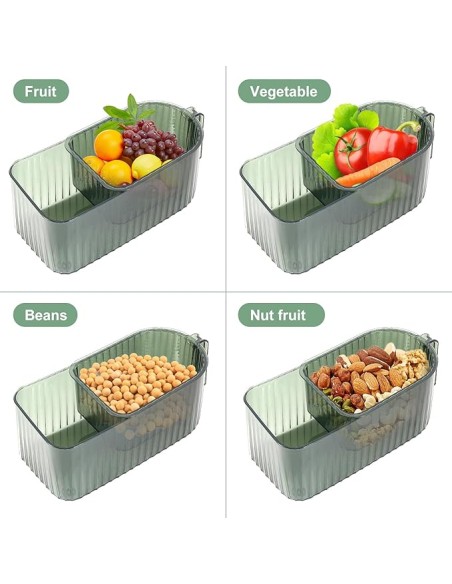 Corbeille à Fruits 2 Étages - Vert Transparent