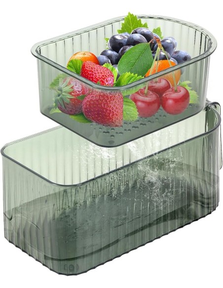 Corbeille à Fruits 2 Étages - Vert Transparent