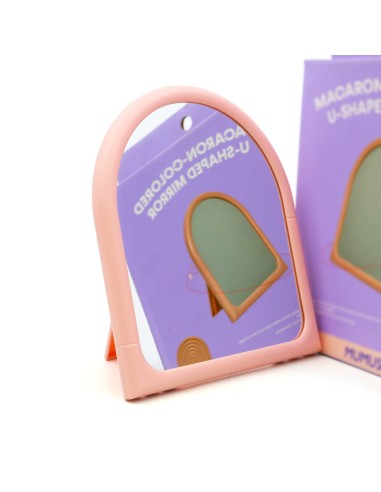 Miroir de Maquillage en U Rose Macaron