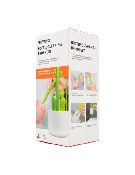 Ensemble de Brosses de Nettoyage pour Bouteilles - Design Cactus en Pot
