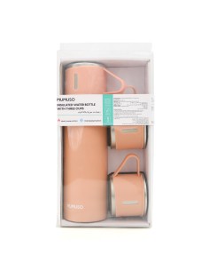 Gourde Isotherme 500 ml avec 3 Verres - Rose