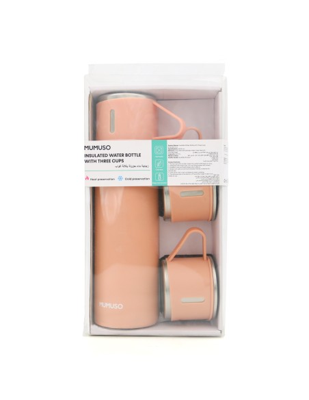 Gourde Isotherme 500 ml avec 3 Verres - Rose