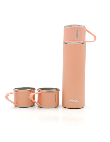 Gourde Isotherme 500 ml avec 3 Verres - Rose