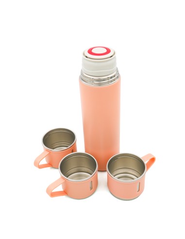 Gourde Isotherme 500 ml avec 3 Verres - Rose