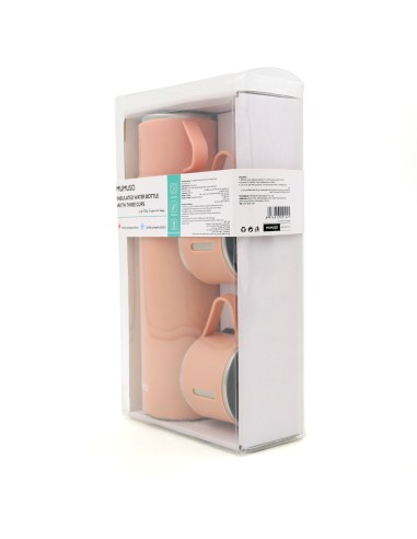 Gourde Isotherme 500 ml avec 3 Verres - Rose