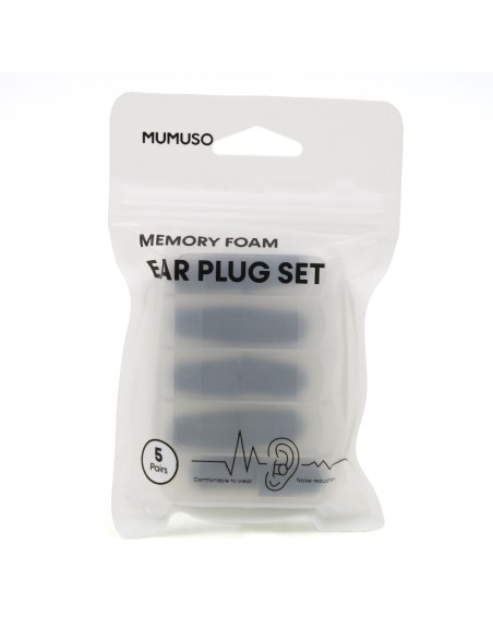 Bouchons d'Oreilles Mousse Mémoire 5 Paires - Gris
